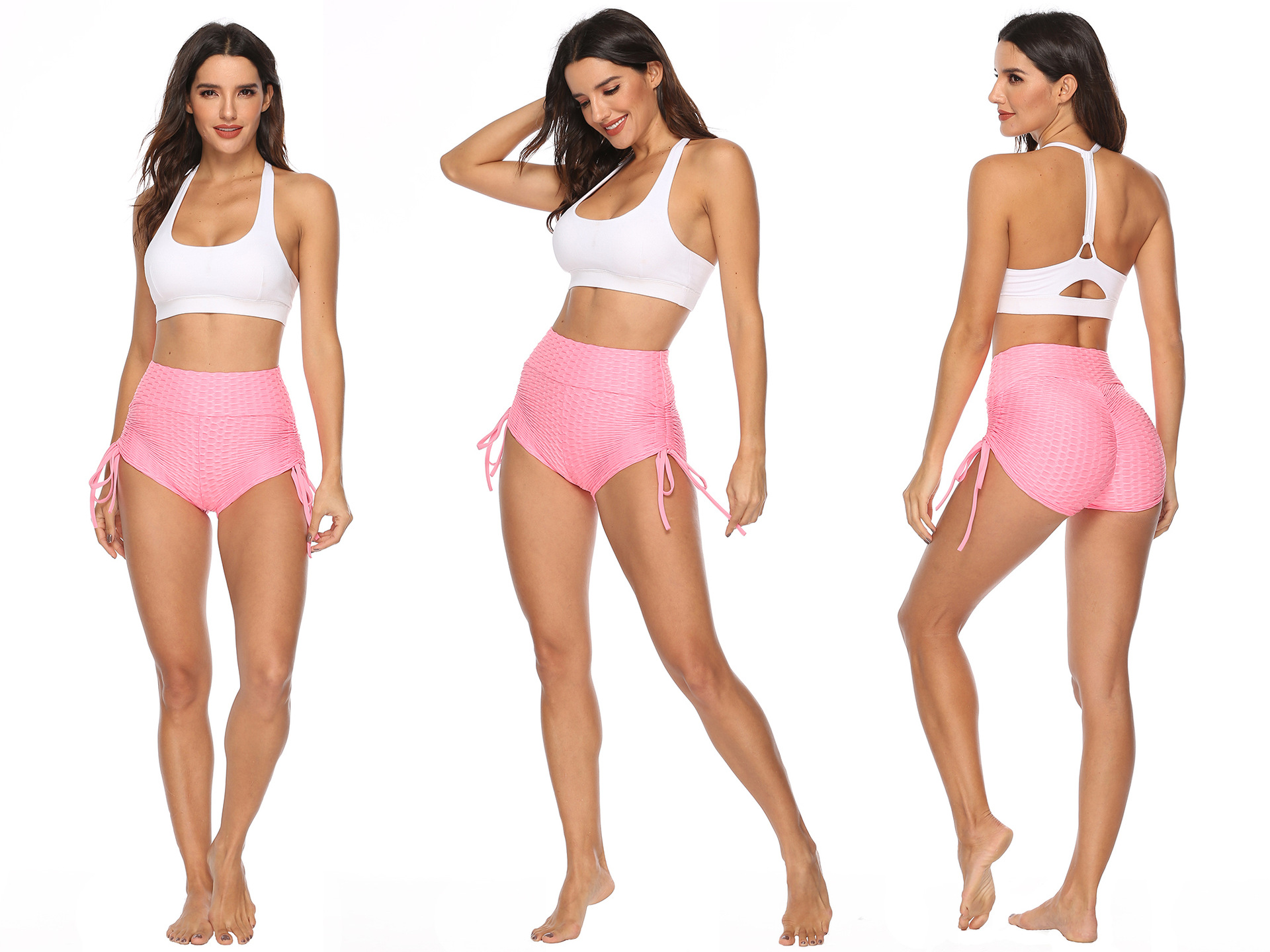 High Waist Drawstring Yoga Shorts