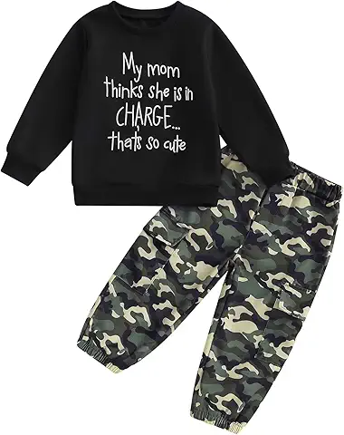 Kids Funny Sweatshirt & Camouflage Pants Set