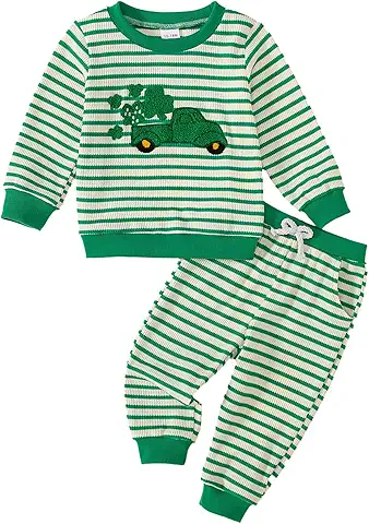 Green Striped Kids Pajama Set