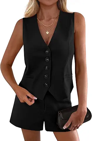 Women's Sleeveless Blazer Shorts Set