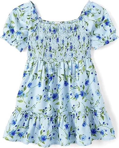 Girls Blue Floral Dress