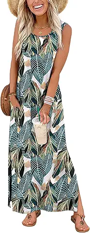 Women's Tropical Leaf Maxi Dress