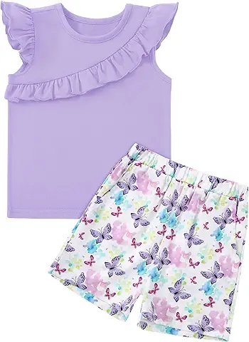 Girls' Ruffle Top and Butterfly Shorts Set