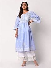 Light Blue Printed Kurti Set