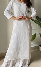 White Cotton Embroidered Kurta