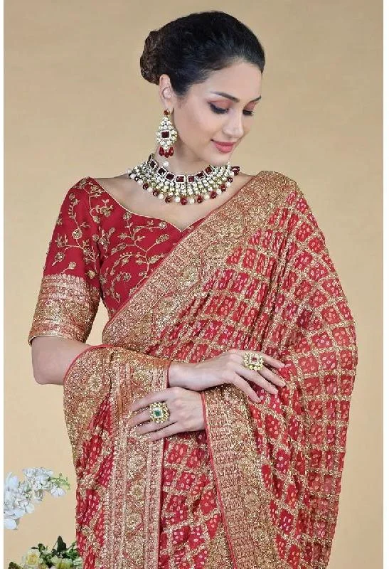 Red Banarasi Silk Saree