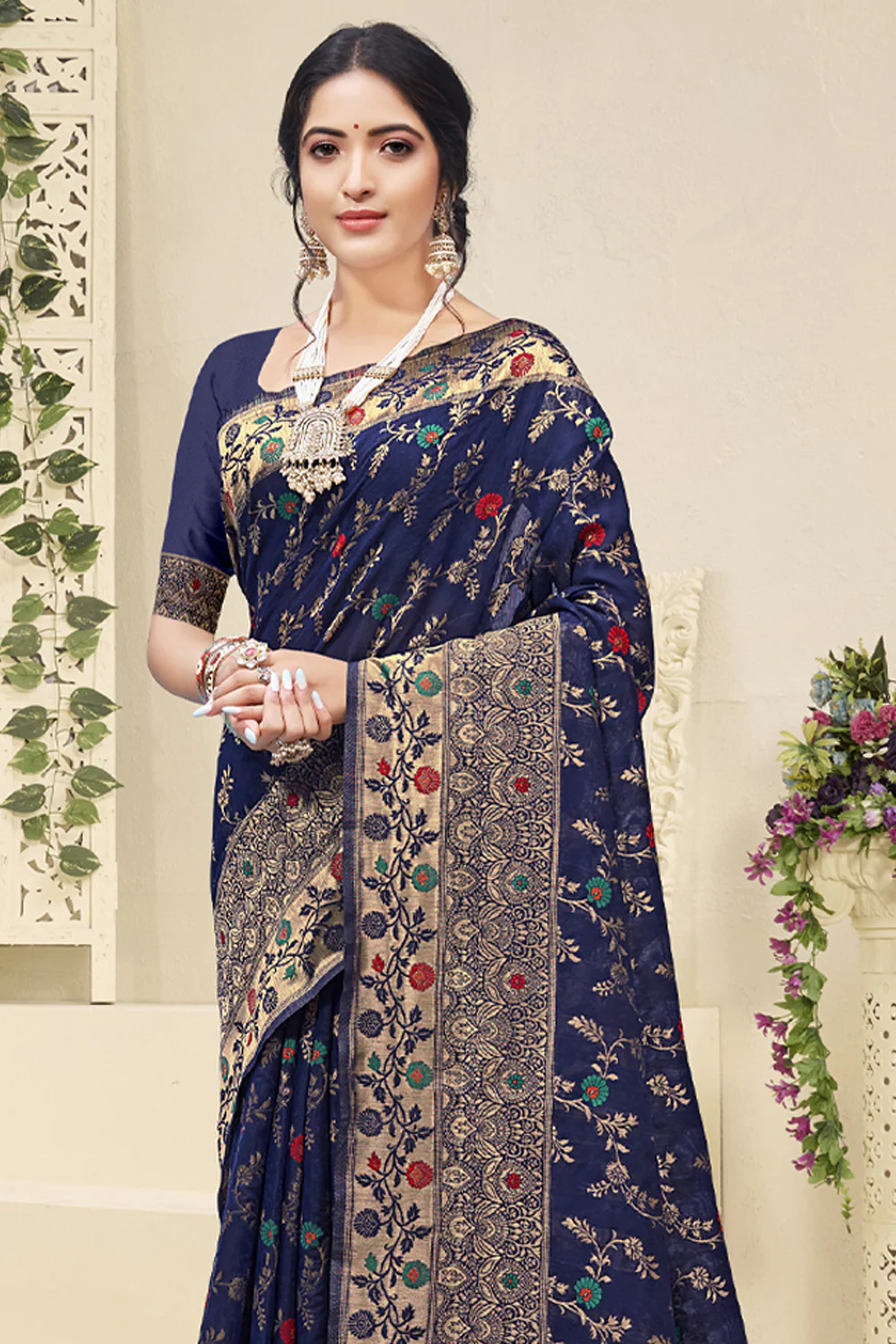 Navy Blue Designer Saree