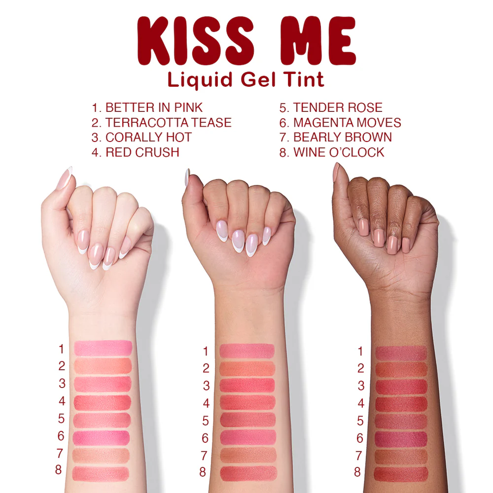 Beauty Creations Kiss Me – Tinte de Gel Líquido para Labios y Mejillas