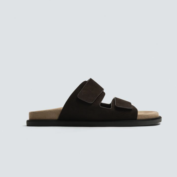 Double Strap suede sandals