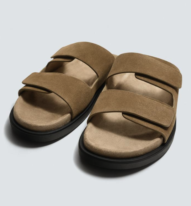 Double strap leather sandals