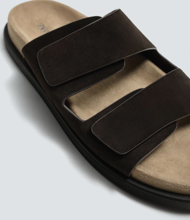 Double Strap suede sandals