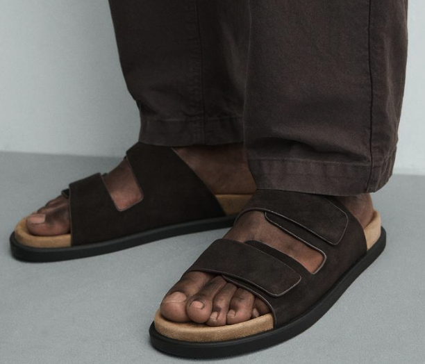 Double Strap suede sandals