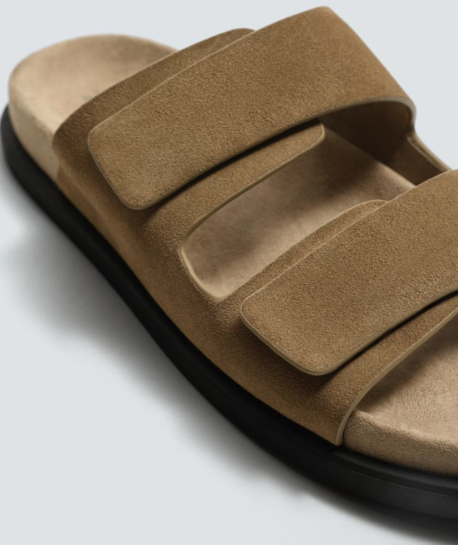 Double strap leather sandals