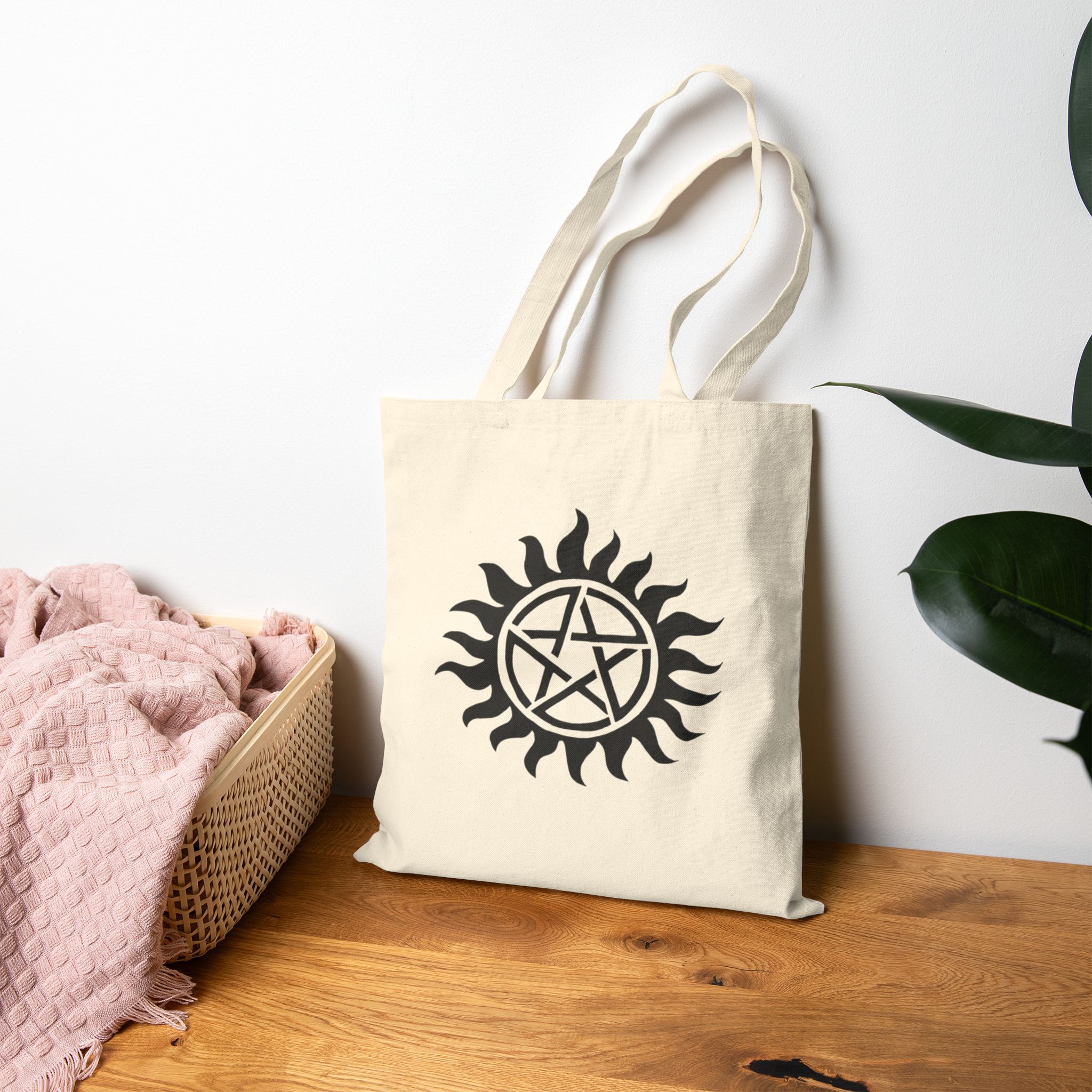 Sun & Pentagram Canvas Tote Bag