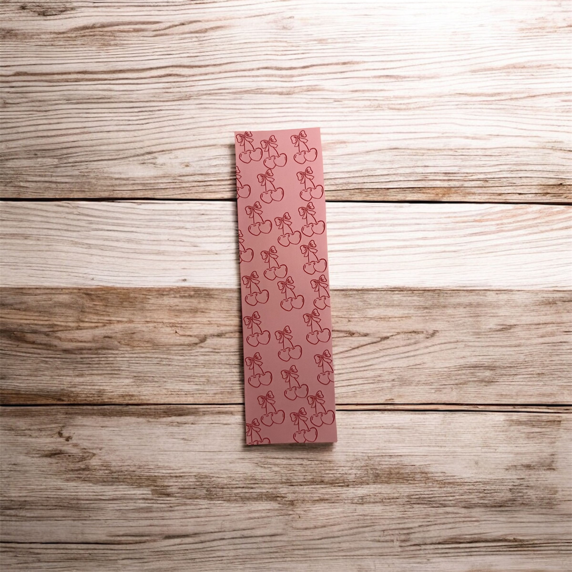 cherry heart laminated bookmark