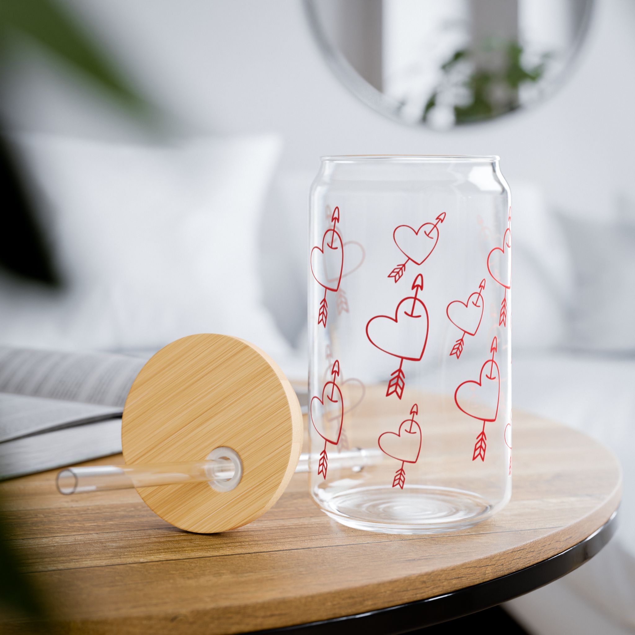 arrow heart 160z glass tumbler