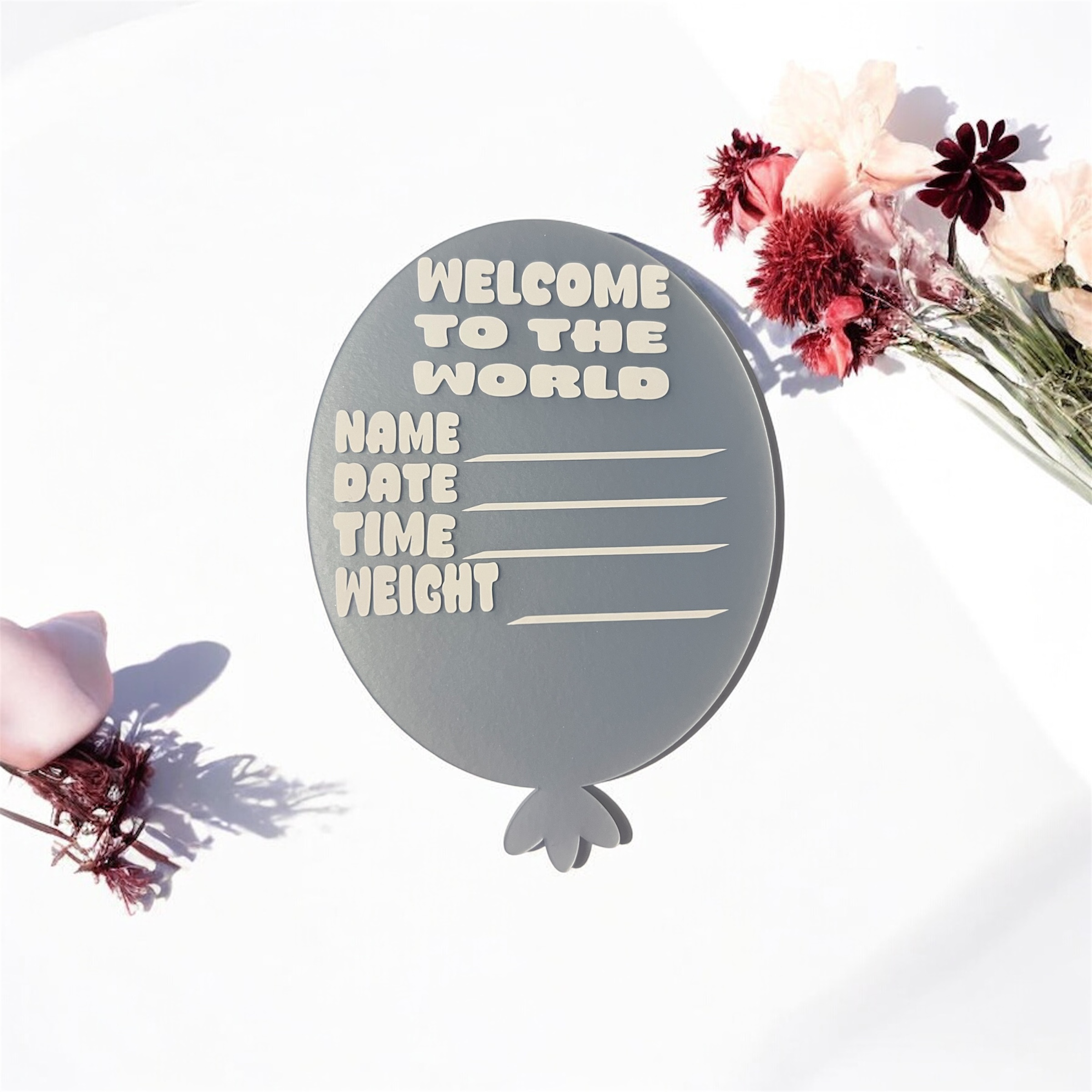 Balloon Baby Announcement Plaque: Acrylic Newborn Keepsake