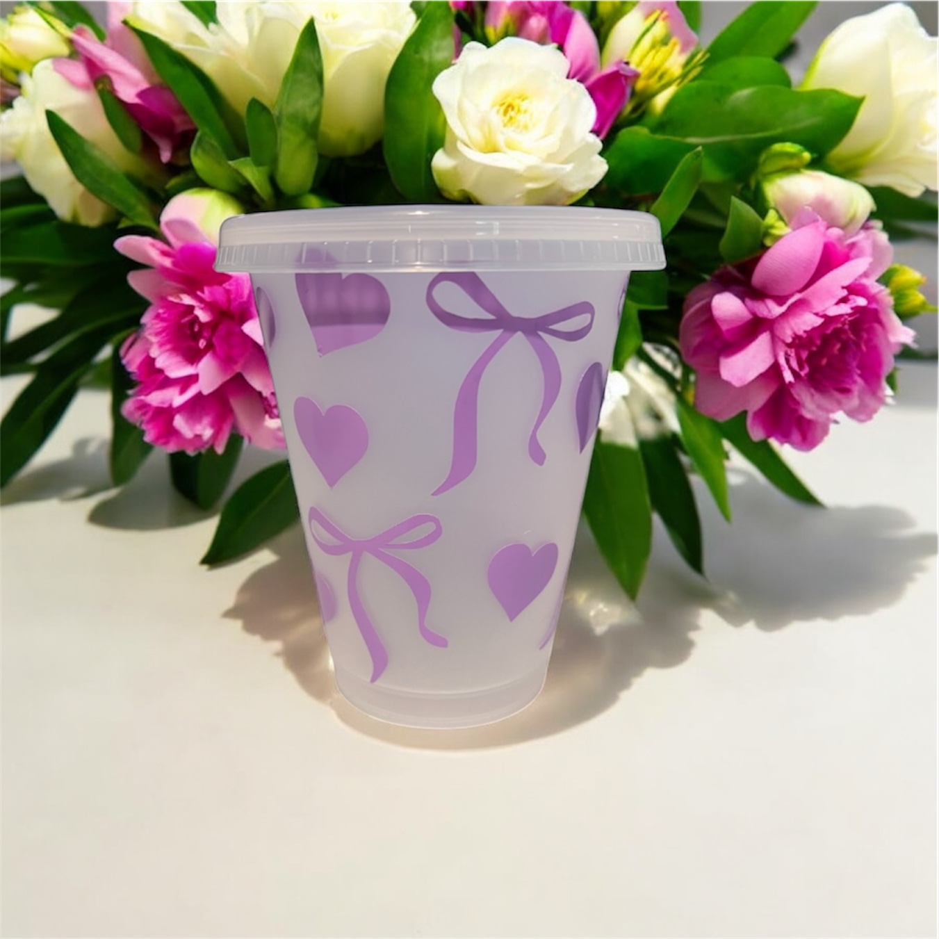 Hearts & Bows 16oz plastic tumbler
