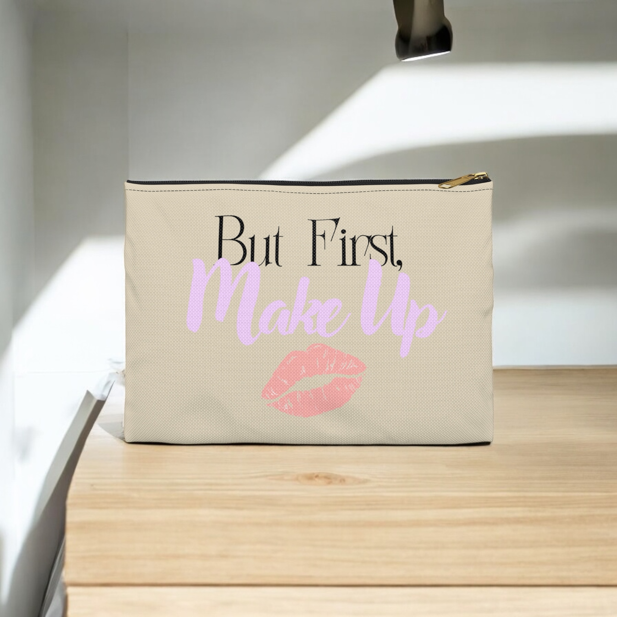 But First, Makeup Canvas Cosmetic Bag