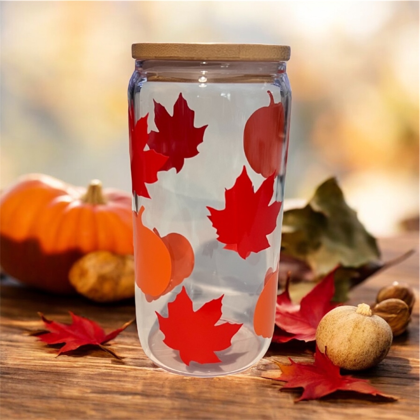 Autumn Maple Glass 16oz Tumbler