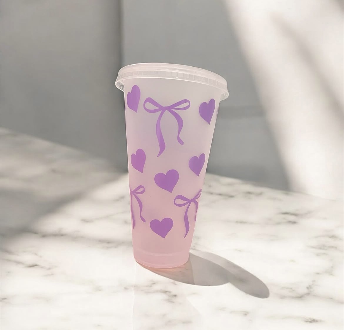 Purple Hearts & bows 24oz tumbler