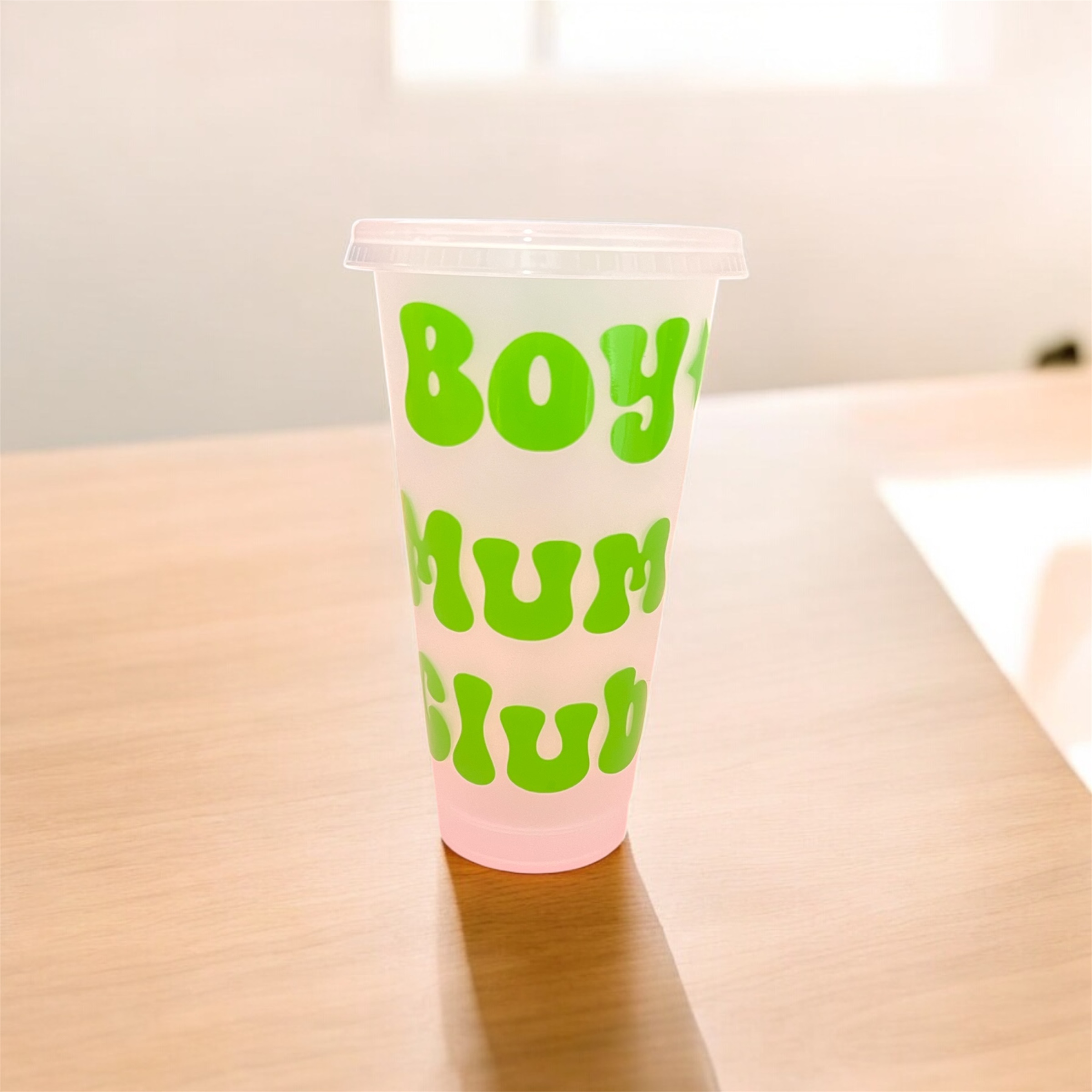Boys Mum Club Reusable 24oz Tumbler – Neon Green Lettering