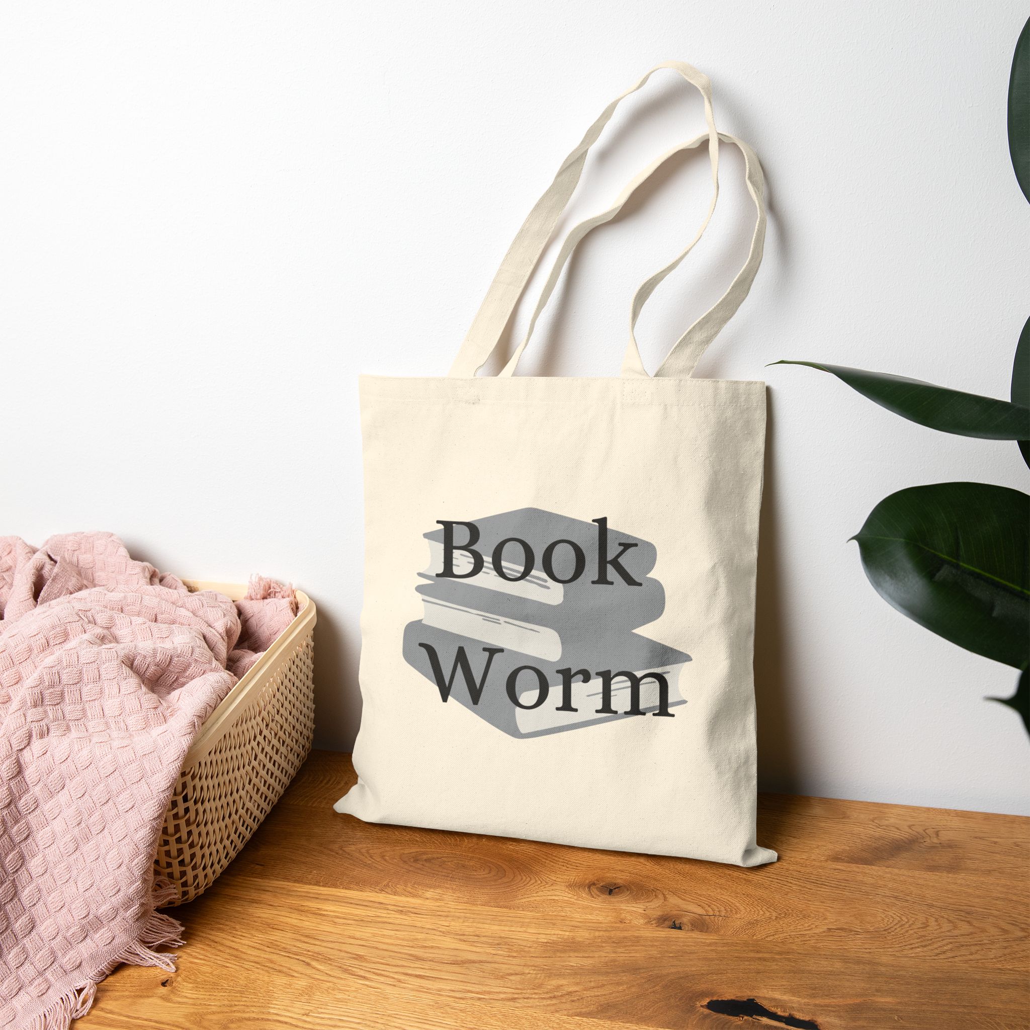 Book worm tote bag