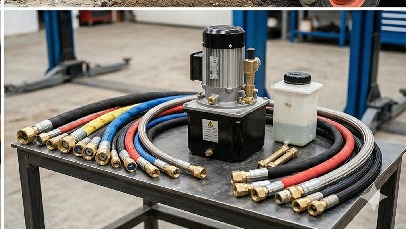 طقم خراطيم هيدروليك مع مضخة