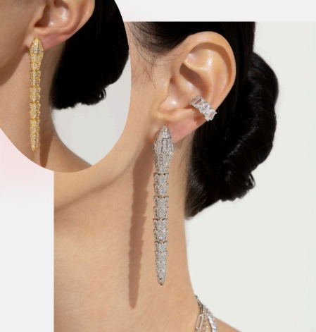 Brinco Serpente Alto Luxo + Piercing Fake