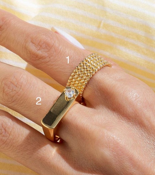 Anel Esferas Banhada a Ouro 18K