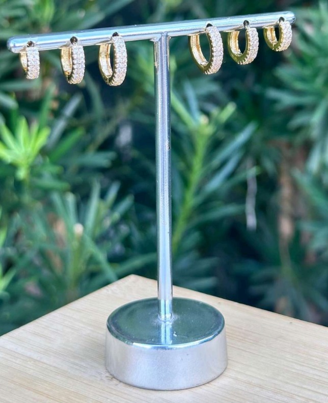 Trio de Argolas Cravejadas 