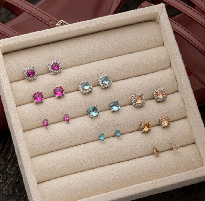 Trio de Brincos de Zircônia 