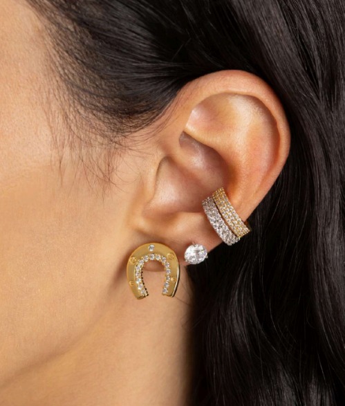 Brinco Ferradura Banho Ouro 18K