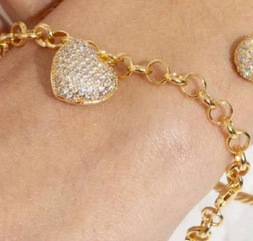 Pulseira de Coração Cravejado