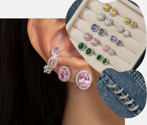 Kit de Brincos de Pedras Coloridas