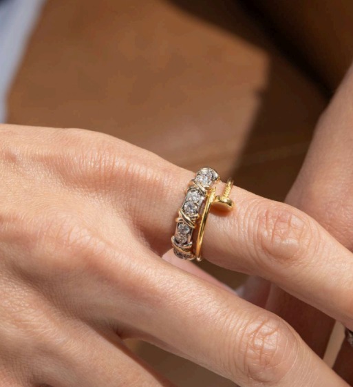 Anel Mescla de Banho Ouro 18K e Ródio Branco