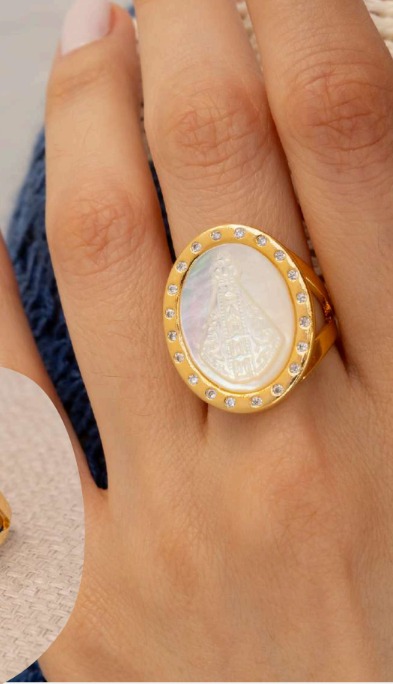 Anel Madrepérola N. S. Aparecida 