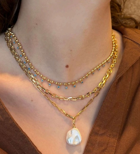 Colar Elos com Pérola 