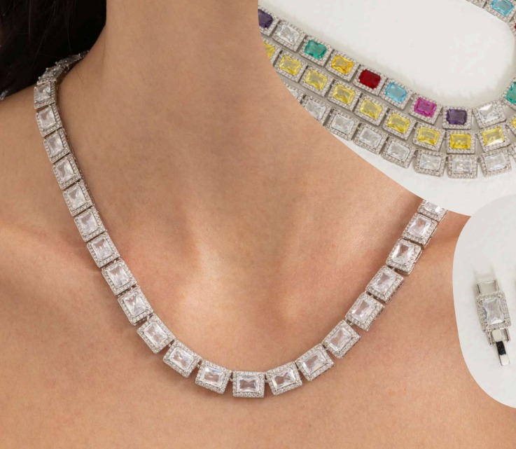 Colar Riviera de Zircônia Quadrada 