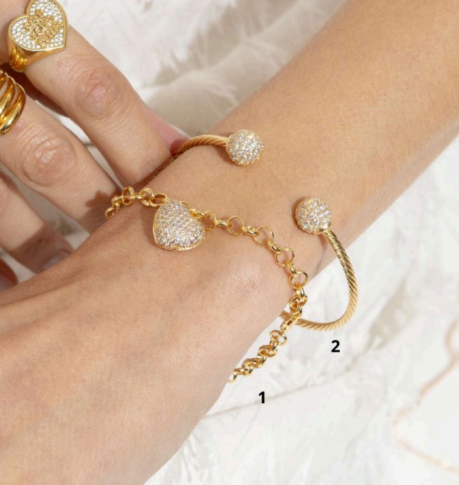 Pulseira de Coração Cravejado