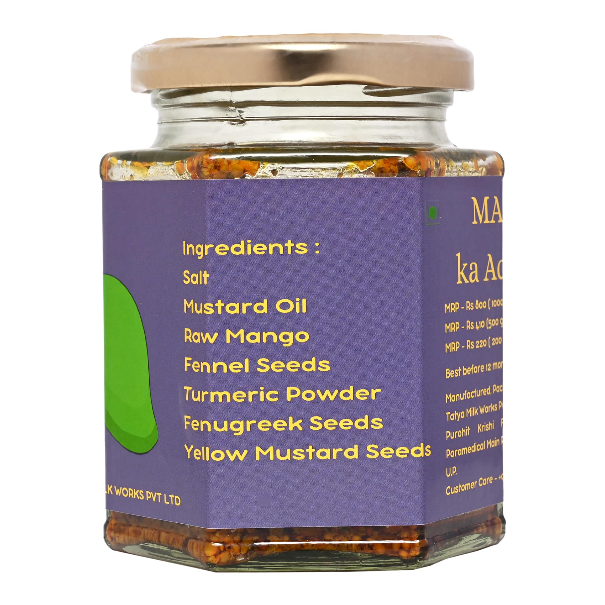 Tatya Village Farm Homemade Aam Achar | Traditional Mango Pickle | No Preservatives, 100% Natural, Homemade Taste 