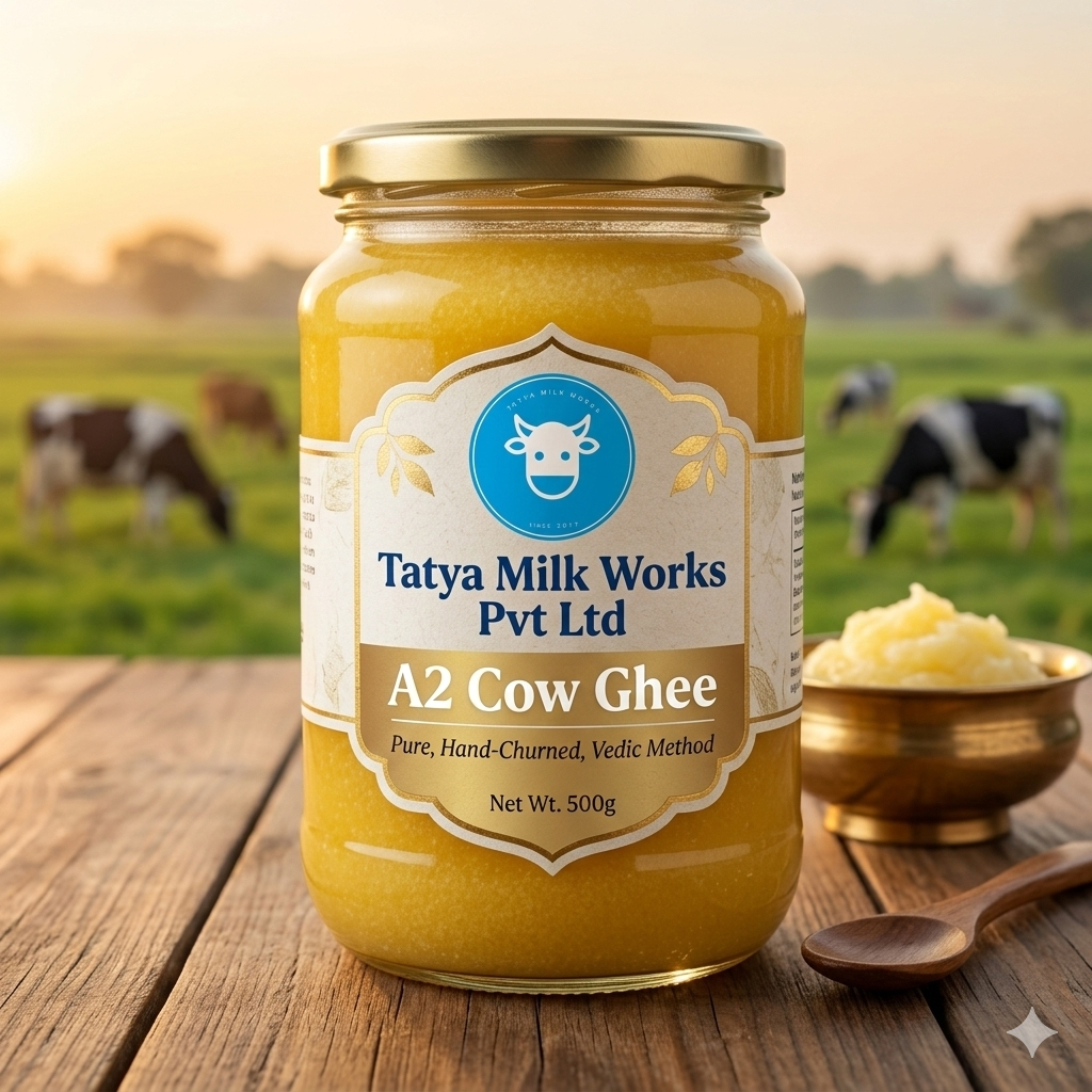 100% Desi A2 Cow Desi Ghee – 100% Pure, Grass-Fed, Traditional Bilona Method | Chemical-Free | Rich Aroma & Taste | Tatya Village Farm 