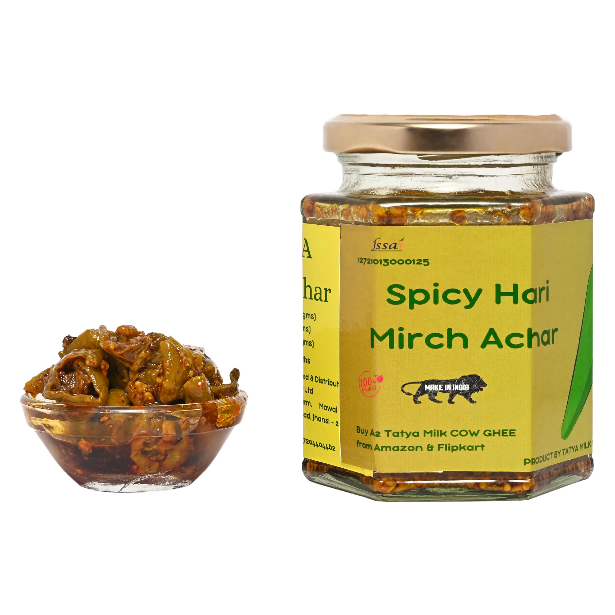 Tatya Village Farm Spicy Hari Mirch Achar | Green Chilli Pickle | Homemade, Preservative-Free, No Chemicals, 100% Natural