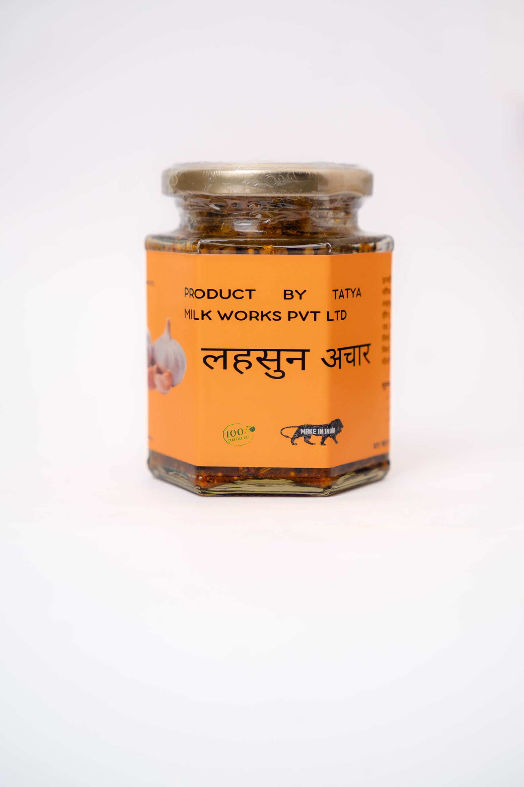 Tatya Village Farm Homemade Lehsun Achar | Premium Garlic Pickle | 100% Natural, Preservative-Free, No Chemicals/Additives | 12 Months Shelf Life (Garlic Pickle)