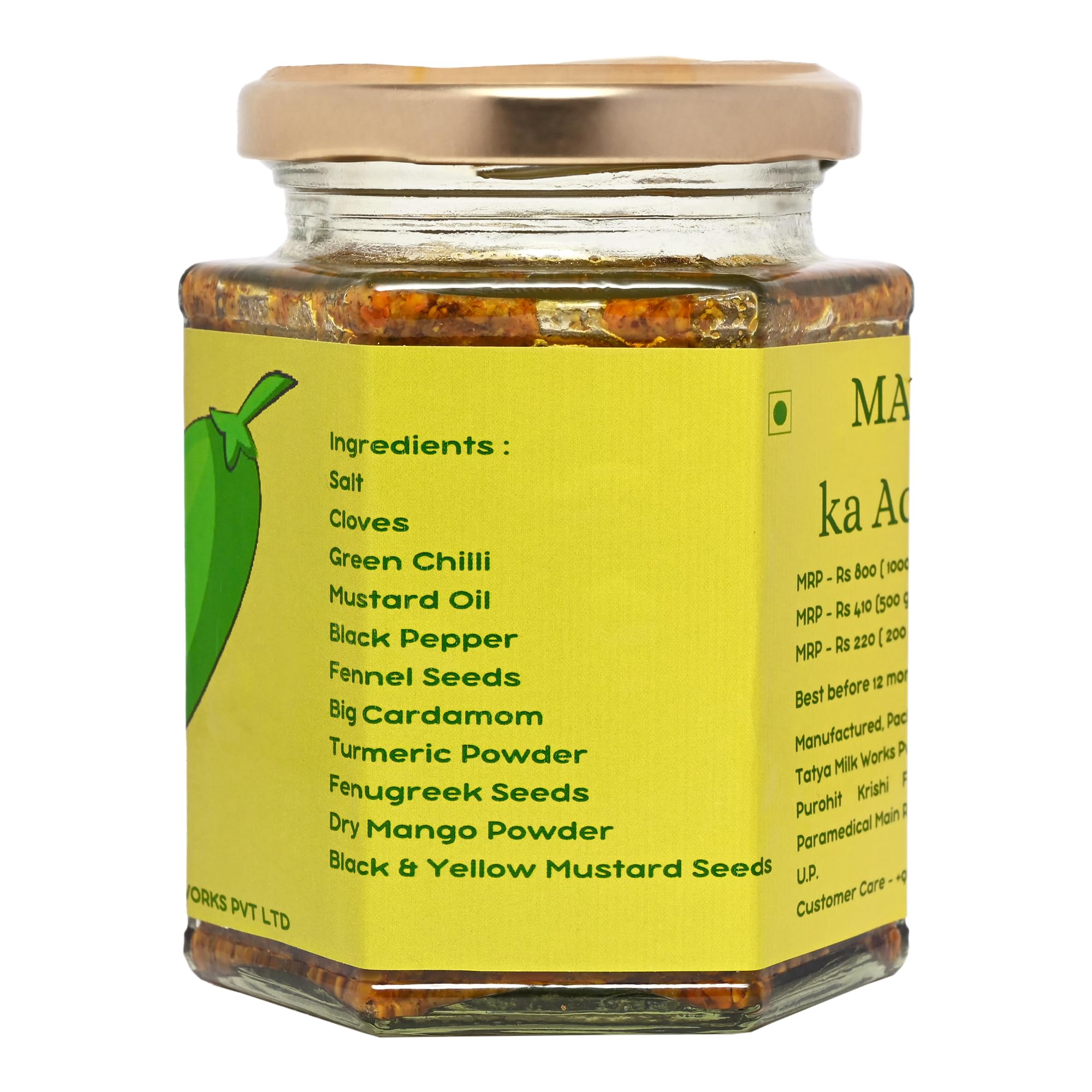 Tatya Village Farm Spicy Hari Mirch Achar | Green Chilli Pickle | Homemade, Preservative-Free, No Chemicals, 100% Natural