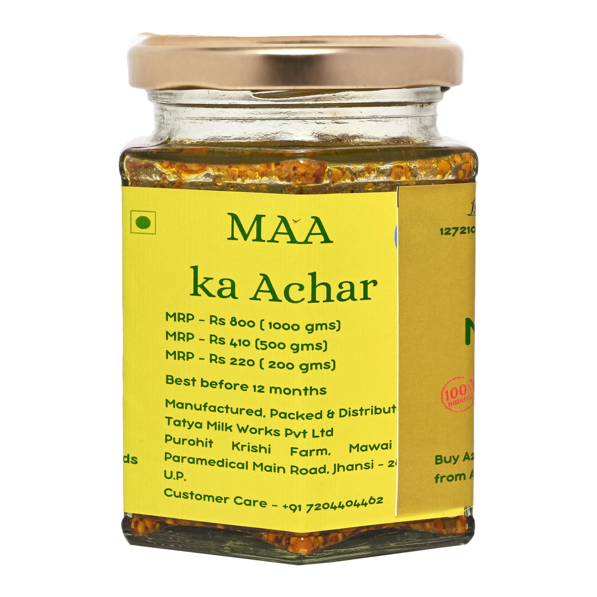 Tatya Village Farm Spicy Hari Mirch Achar | Green Chilli Pickle | Homemade, Preservative-Free, No Chemicals, 100% Natural