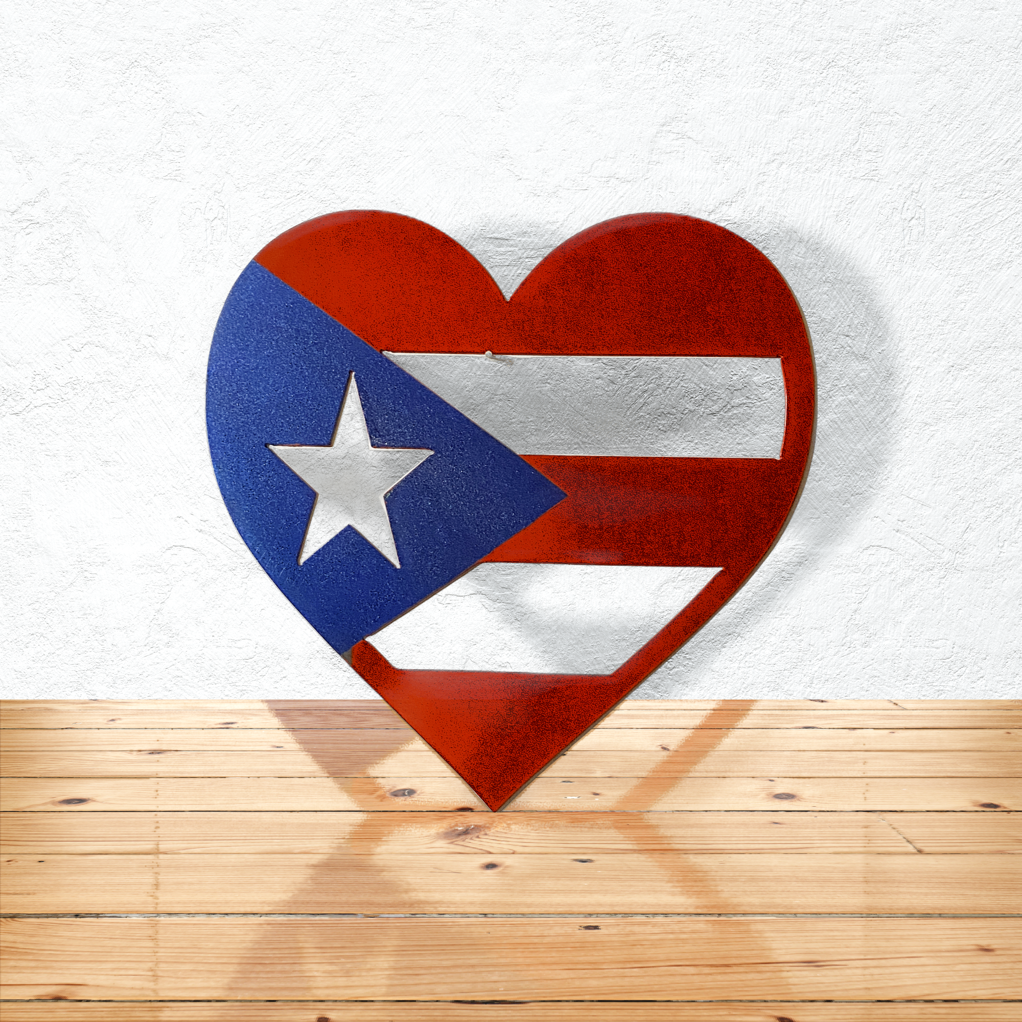 Puerto Rico Flag Heart Decor 12" x 12"