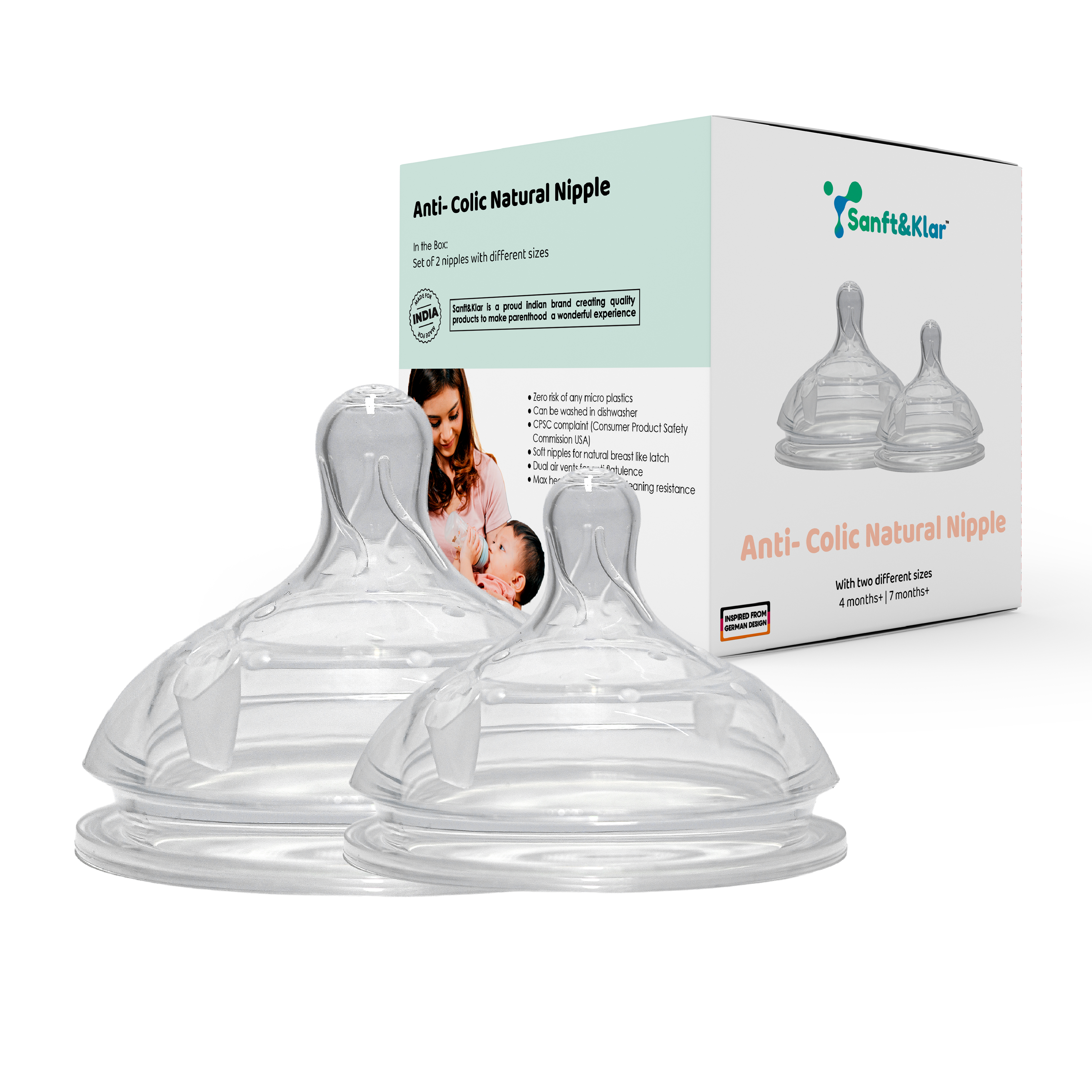 Silicone Baby Bottle Nipples (Pack of 2)