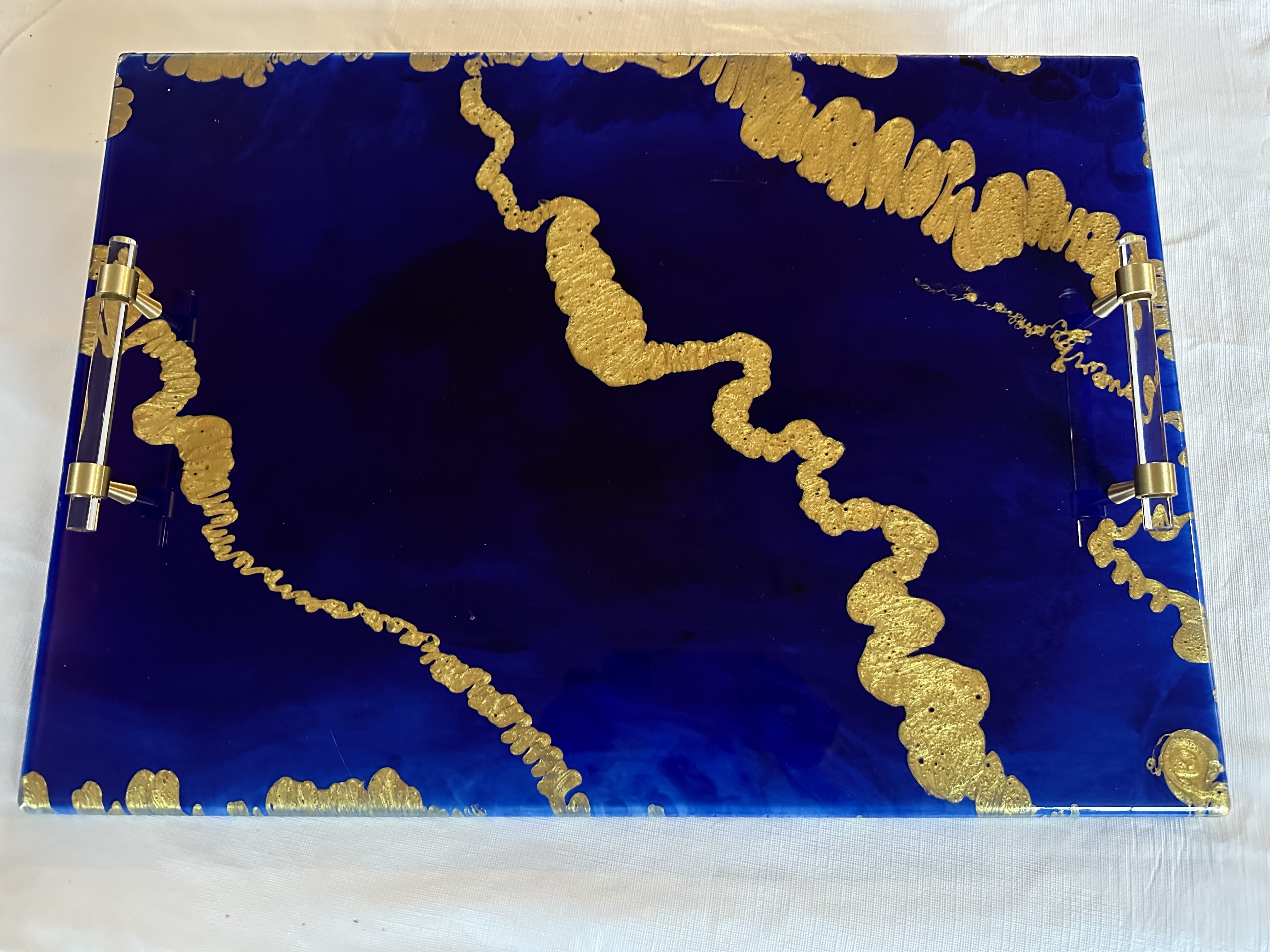 Blue-Gold Epoxy Charcuterie Board