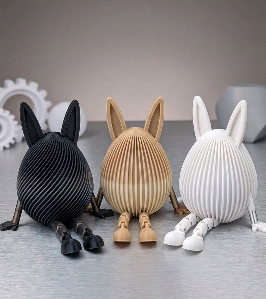 Set 3 Ouă Iepuraș Articulate – Cadou Original de Paște, Print 3D din PLA